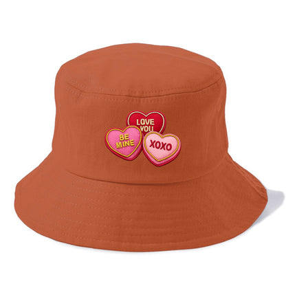 VALENTINES HEARTS - candy hearts in pink and red , love day - Bucket Hat - Red