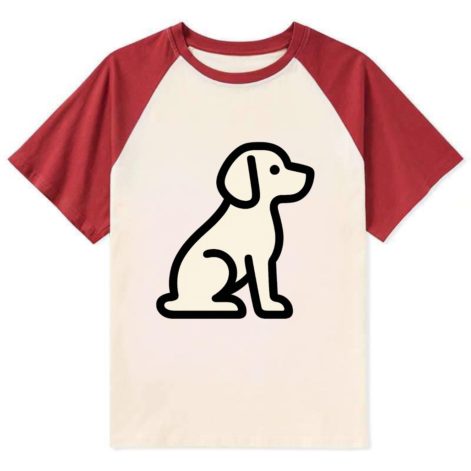 Beagle - Modern minimal sitting pose wit - Contrast Raglan T-shirt - Red