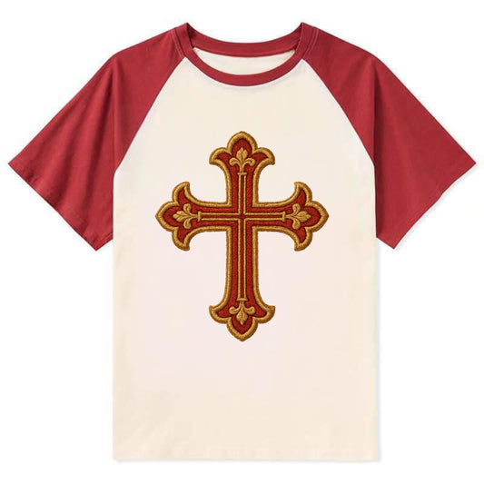 Armenian Cross - Contrast Raglan T-shirt - Red