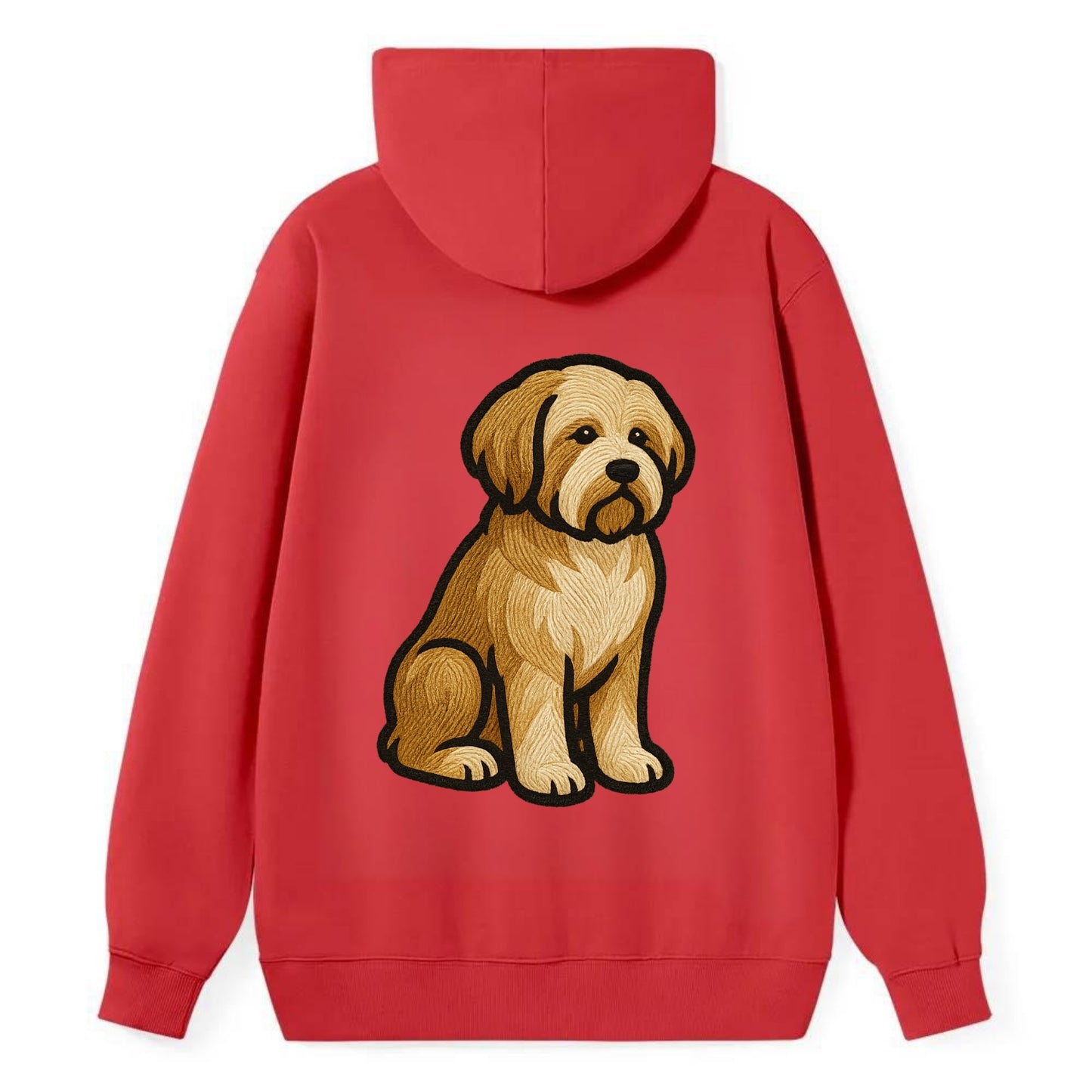 Tibetan Terrier - Gold and white embroidered sitting pose - Classic Pullover Hoodie - Red