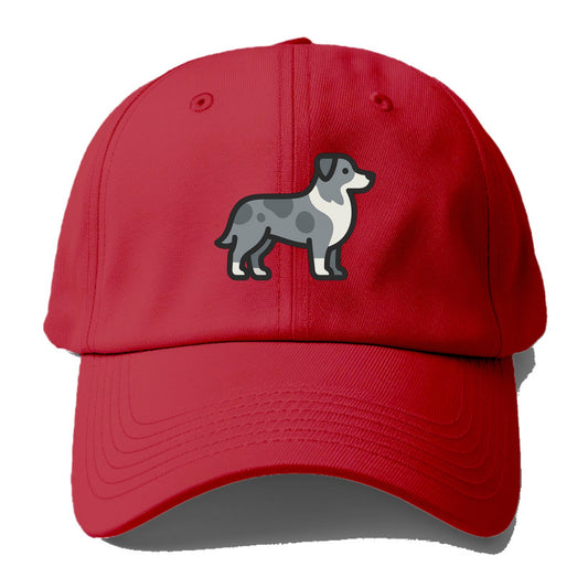 Australian Shepherd - Blue merle flat side profile - Baseball Cap - Red
