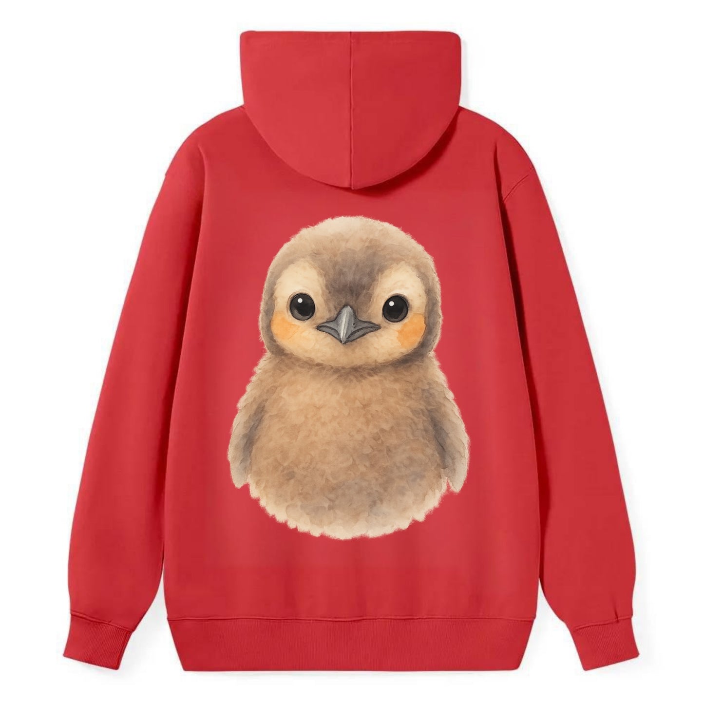 Baby King Penguin - orange cheek patches, fluffy brown, large eyes, - Classic Pullover Hoodie - Red