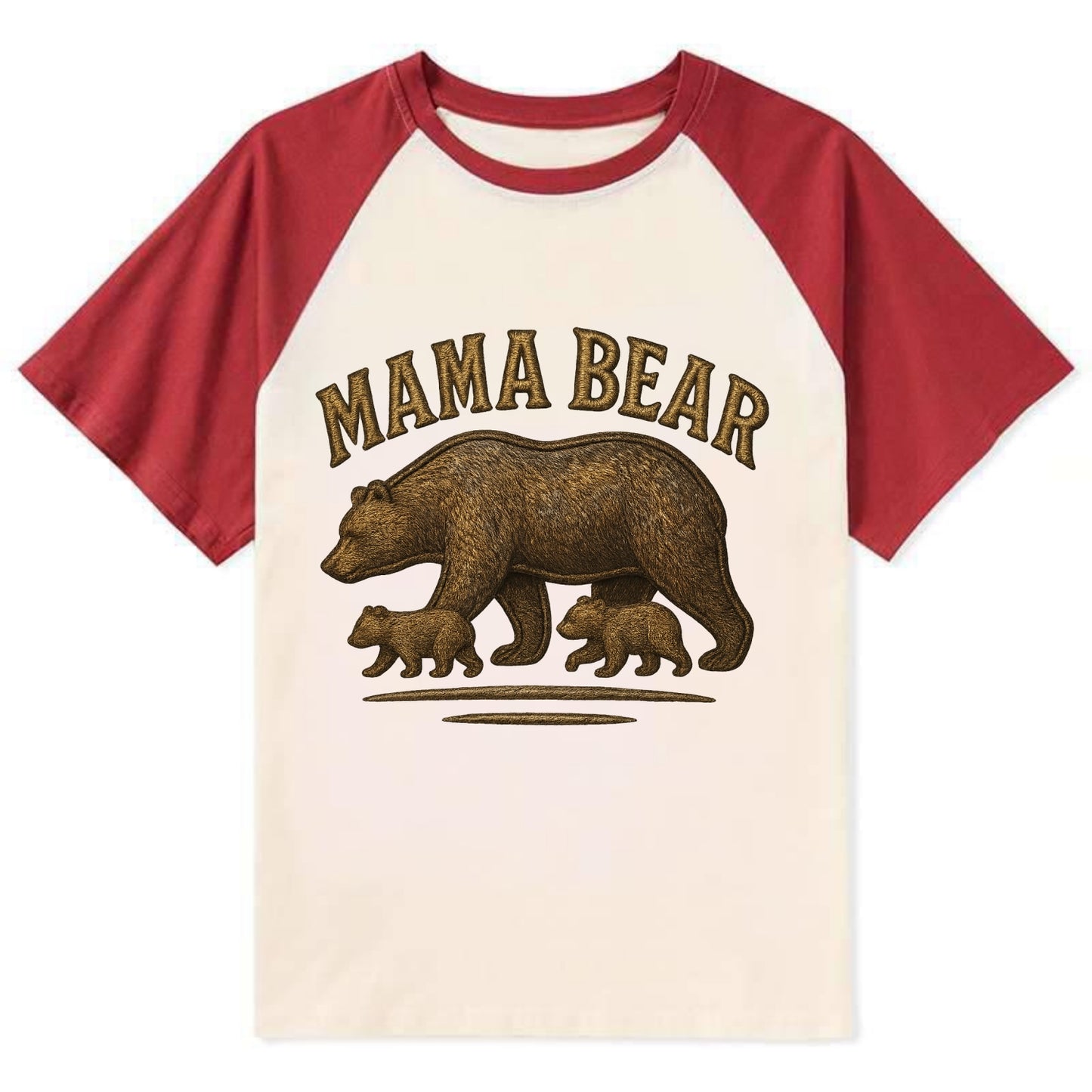 Mama Bear  - Contrast Raglan T-shirt - Red