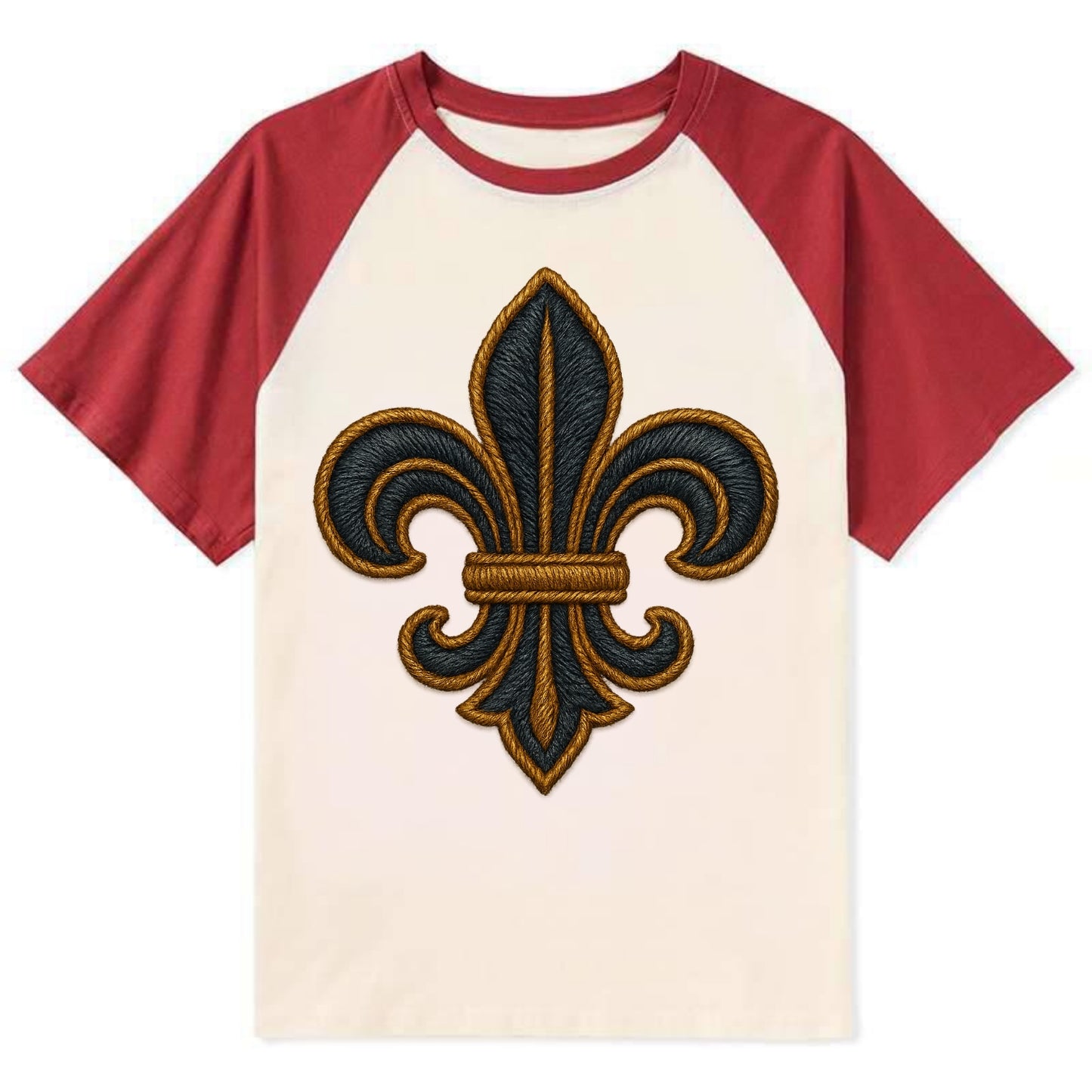 Fleur de Lis  - Contrast Raglan T-shirt - Red