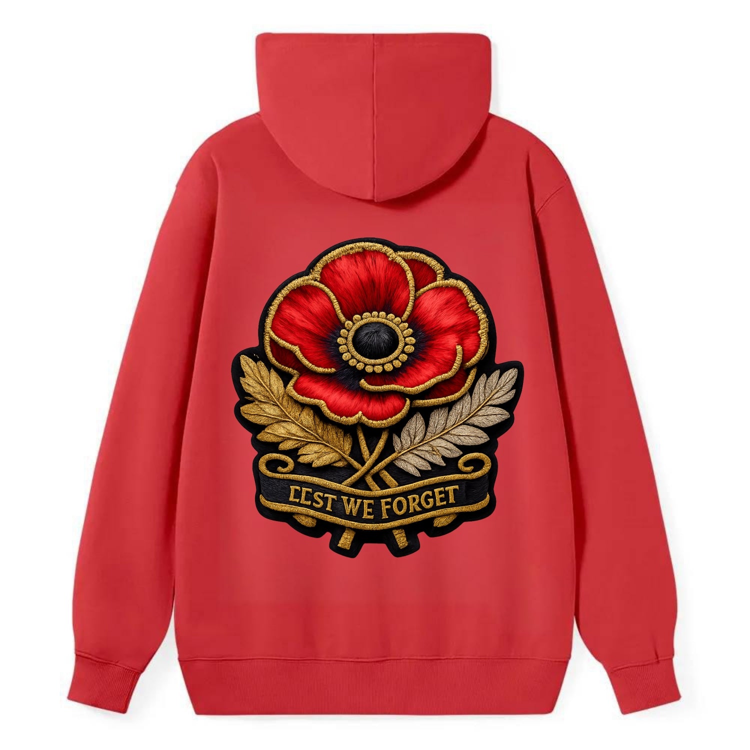 MEMORIAL POPPY - red poppy flower in scarlet , remembrance - Classic Pullover Hoodie - Red