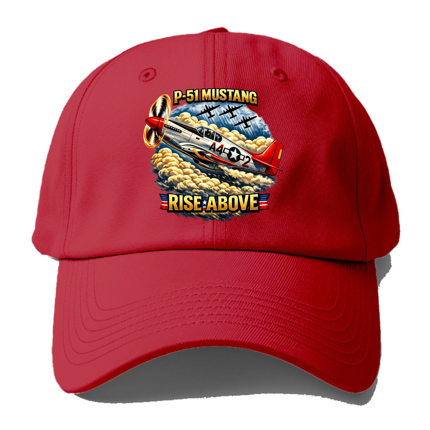 P 51 Mustang Rise Above - Baseball Cap - Red