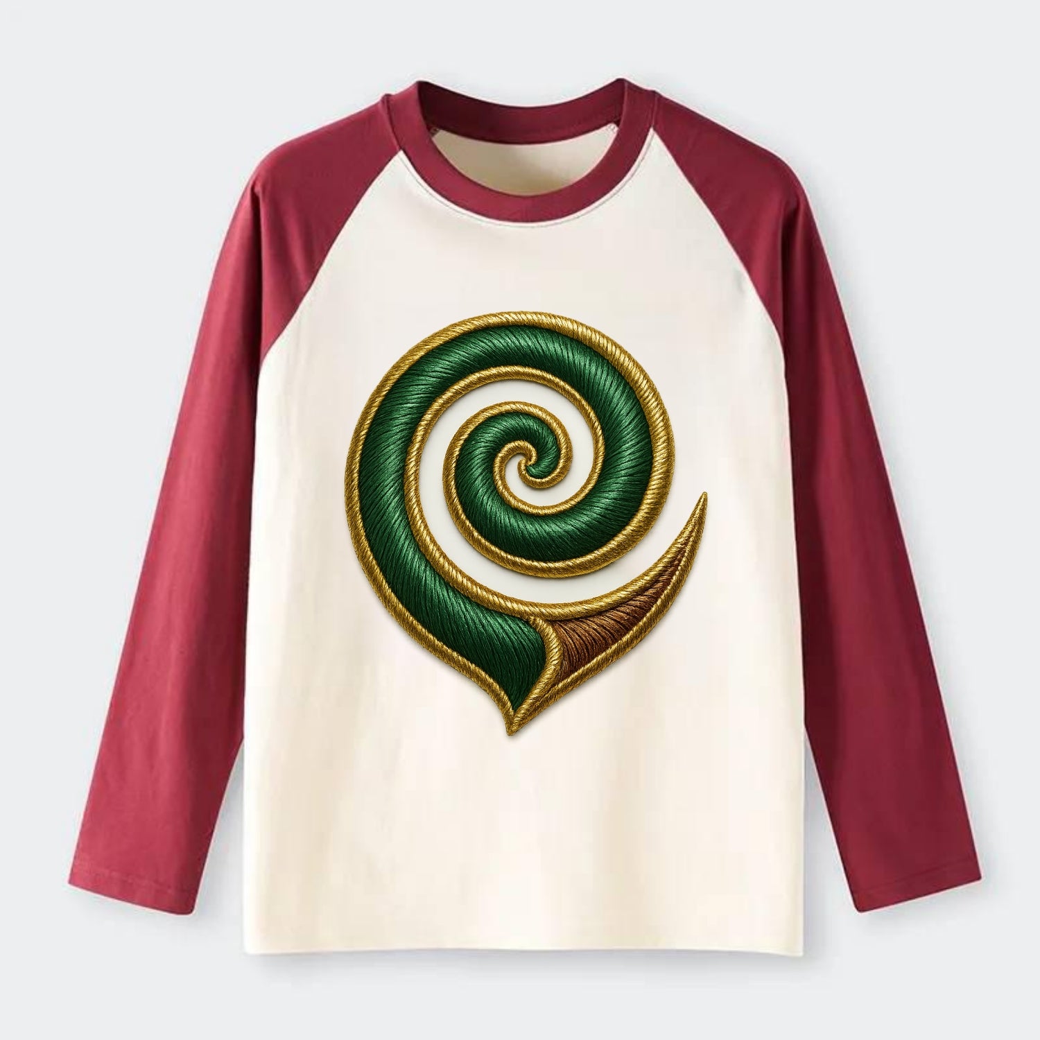 Maori Koru  - Raglan Long Sleeve T-Shirt - Red