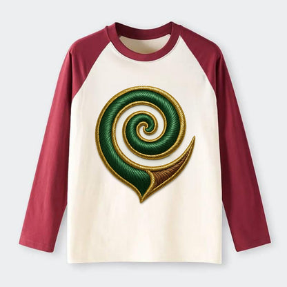 Maori Koru  - Raglan Long Sleeve T-Shirt - Red