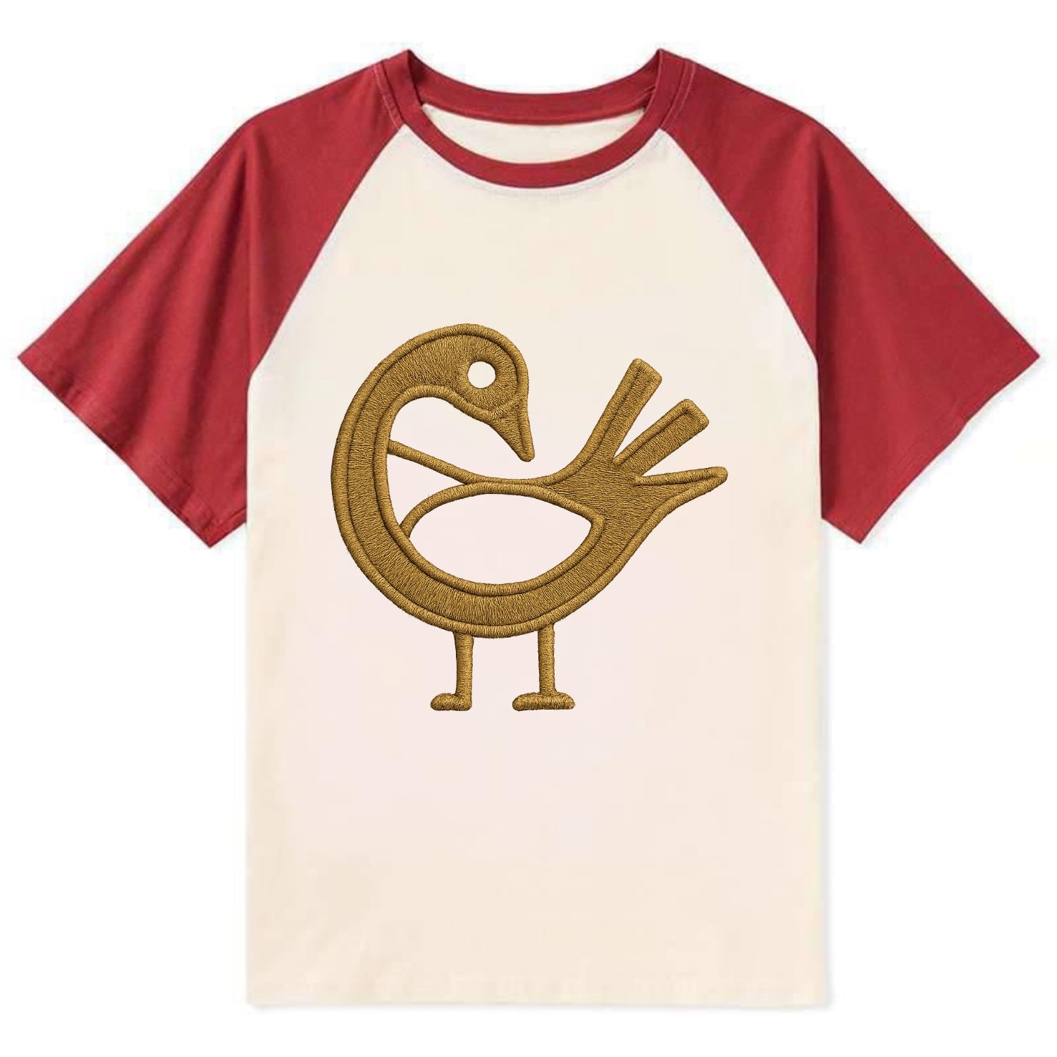 Adinkra Sankofa  - Contrast Raglan T-shirt - Red