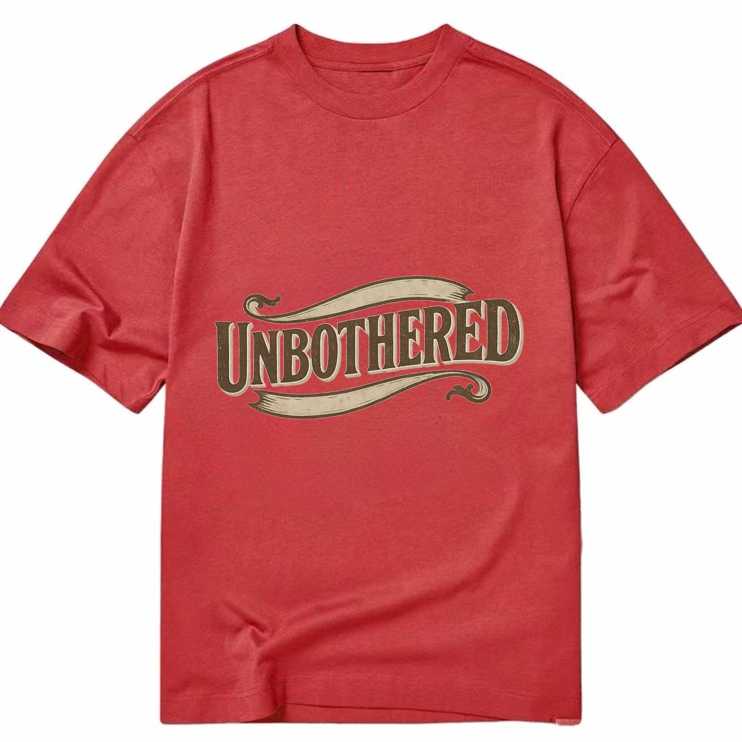 Bold typography design - "UNBOTHERED" - not affected, staying calm - Classic T-shirt - Red