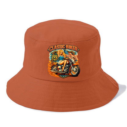 Classic Pinup Biker - Bucket Hat - Red