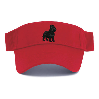 Briard - Black wavy coat embroidered herding pose - Visor - Red