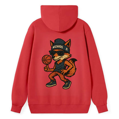 Washington Fox wearing Wizards beanie with capitol patch and wayfarer - Classic Pullover Hoodie - Red