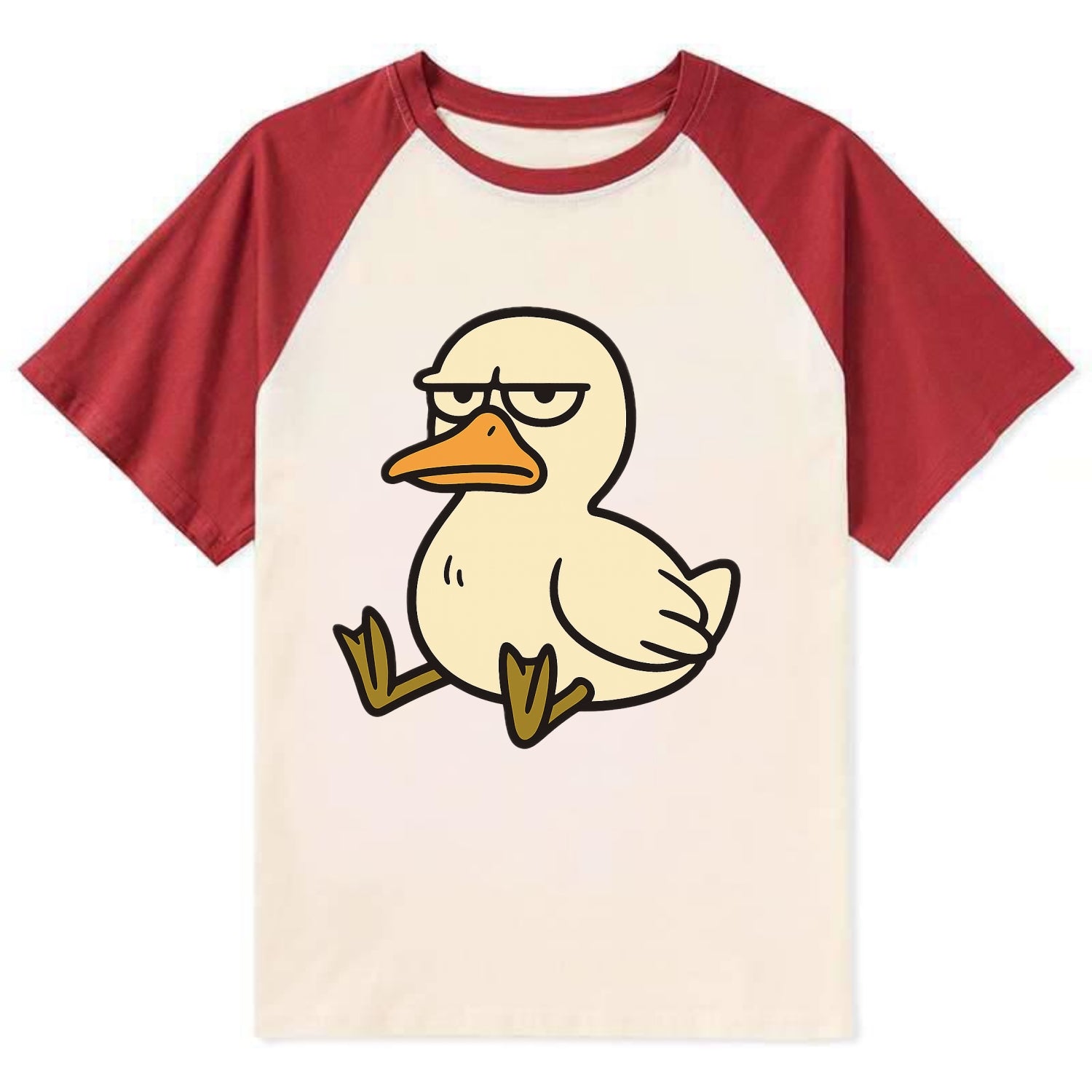 The Duck Judging Silently - Contrast Raglan T-shirt - Red