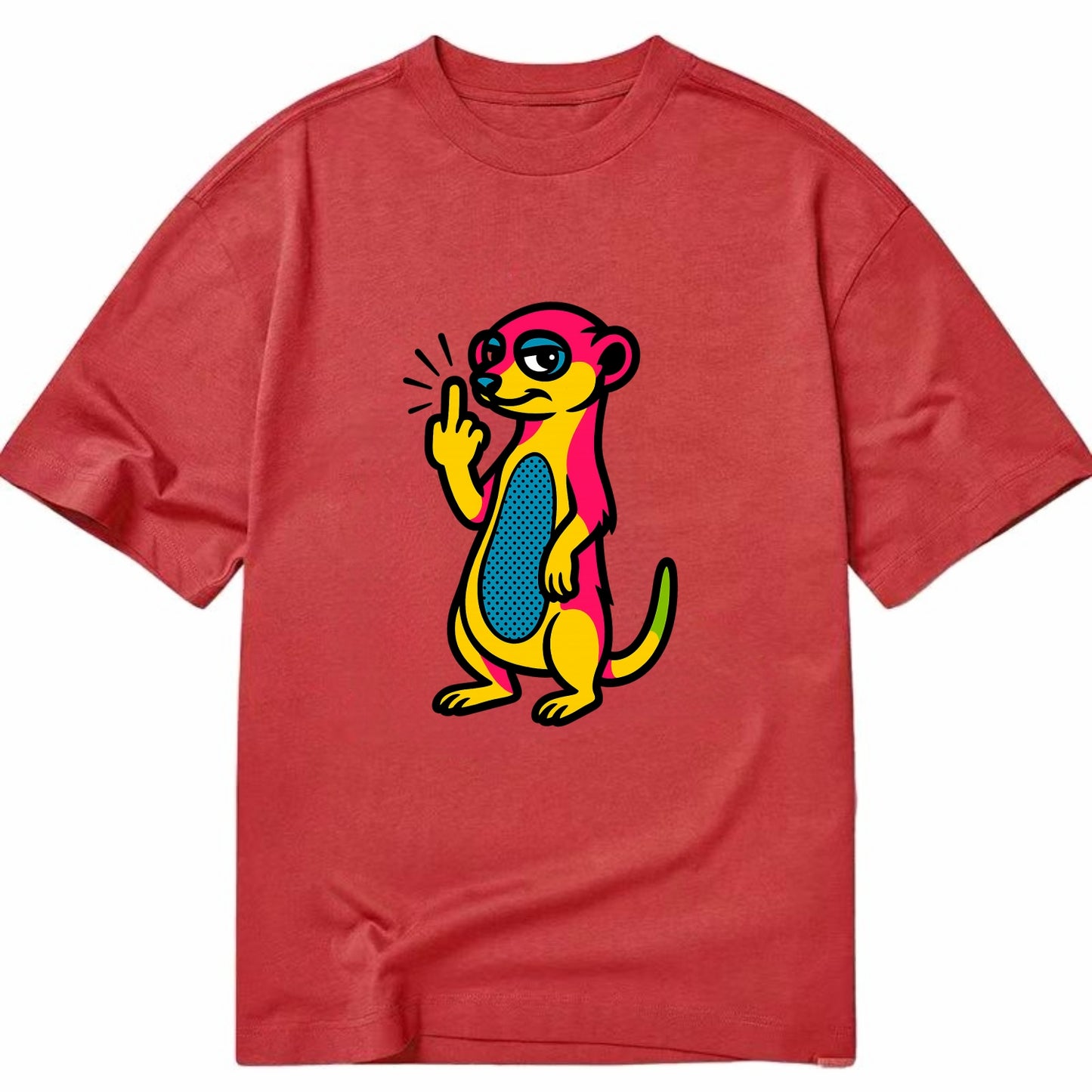 cute meerkat standing guard on hind legs, one front paw raised in sassy salute - Classic T-shirt - Red