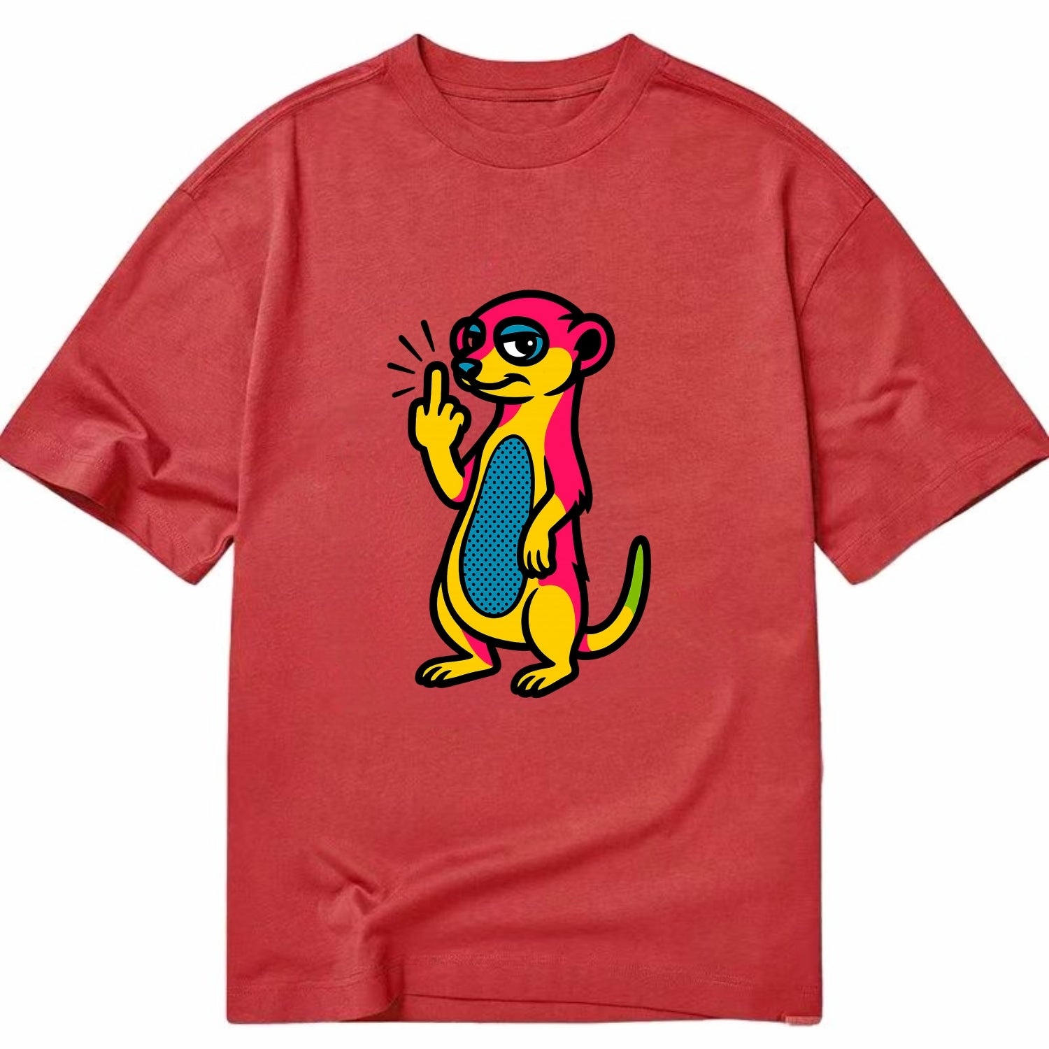 cute meerkat standing guard on hind legs, one front paw raised in sassy salute - Classic T-shirt - Red