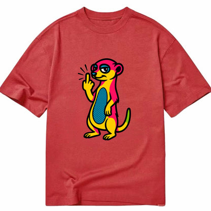 cute meerkat standing guard on hind legs, one front paw raised in sassy salute - Classic T-shirt - Red
