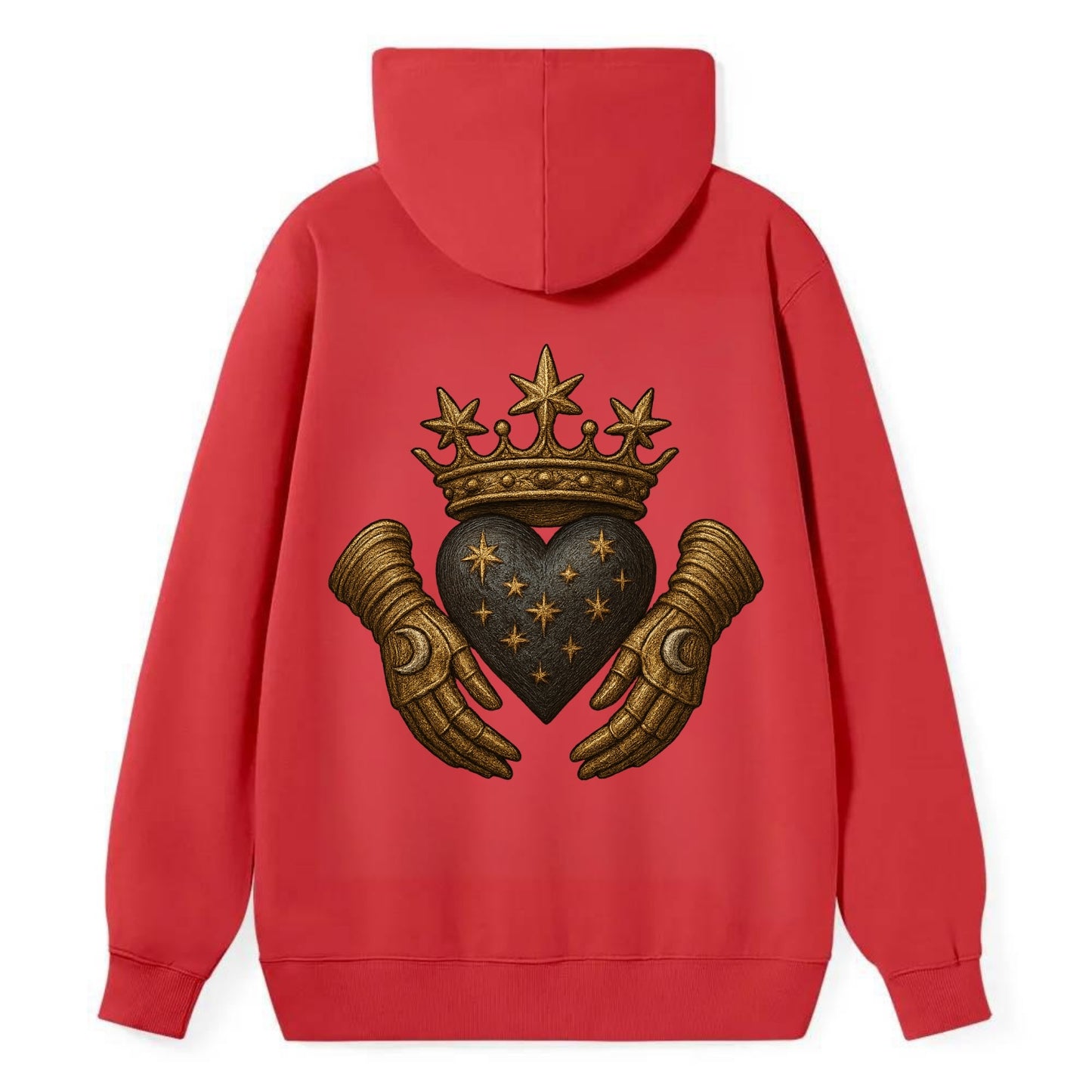 Ice crystal crown framing a frosted heart with fur-trimmed winter hands - Classic Pullover Hoodie - Red