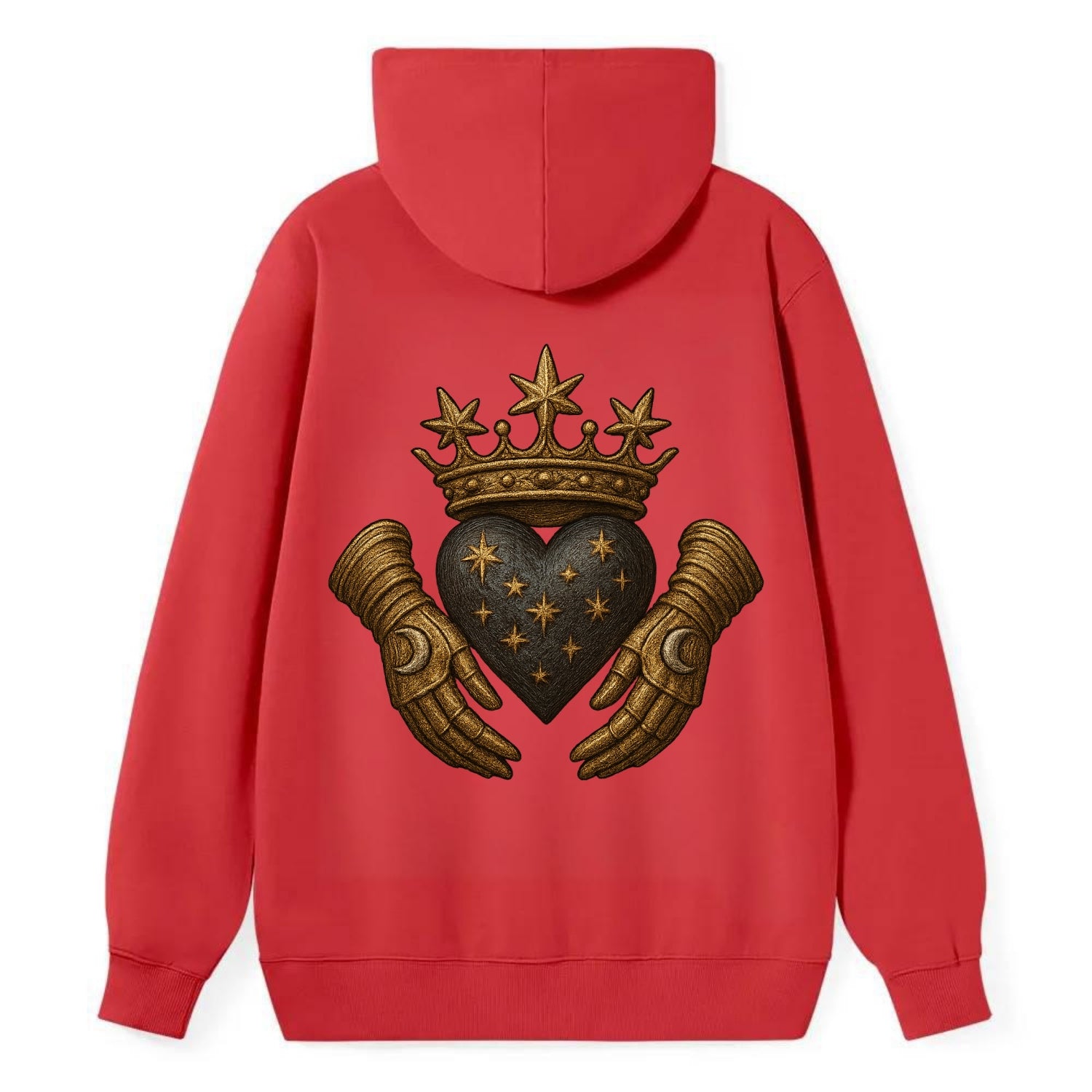 Ice crystal crown framing a frosted heart with fur-trimmed winter hands - Classic Pullover Hoodie - Red