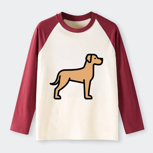 Great Dane - Fawn colored flat side profile - Raglan Long Sleeve T-Shirt