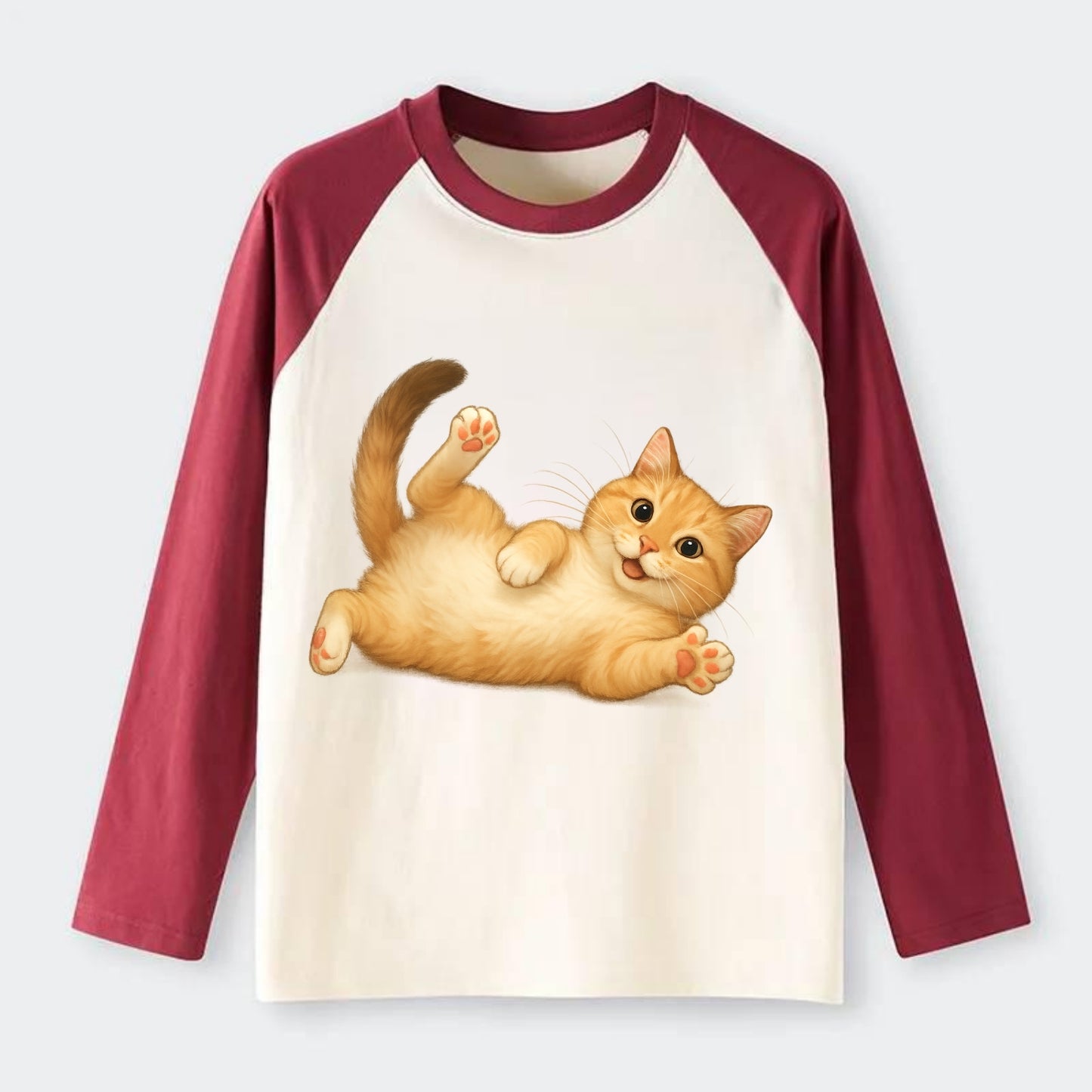 Therapy Cat  - Raglan Long Sleeve T-Shirt - Red