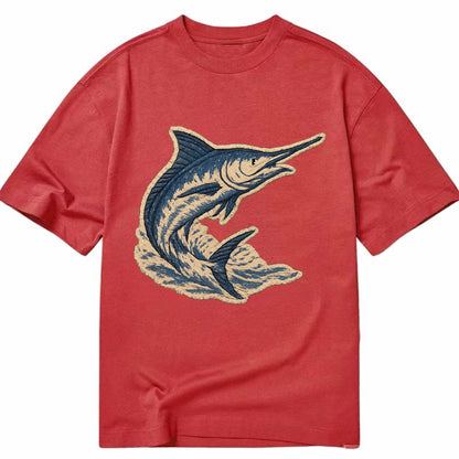 SWORDFISH MARLIN - leaping marlin in blue and silver , sport fishing - Classic T-shirt - Red