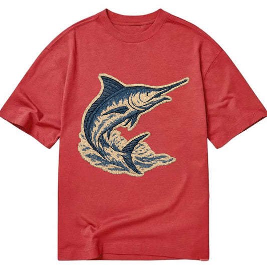 SWORDFISH MARLIN - leaping marlin in blue and silver , sport fishing - Classic T-shirt - Red