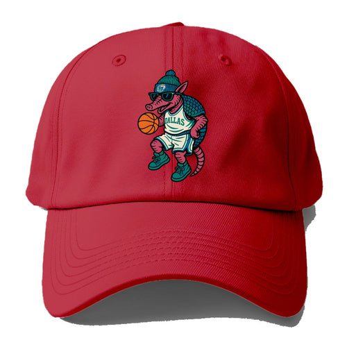 Dallas Armadillo wearing Mavericks beanie with cowboy hat patch and wayfarer - Baseball Cap