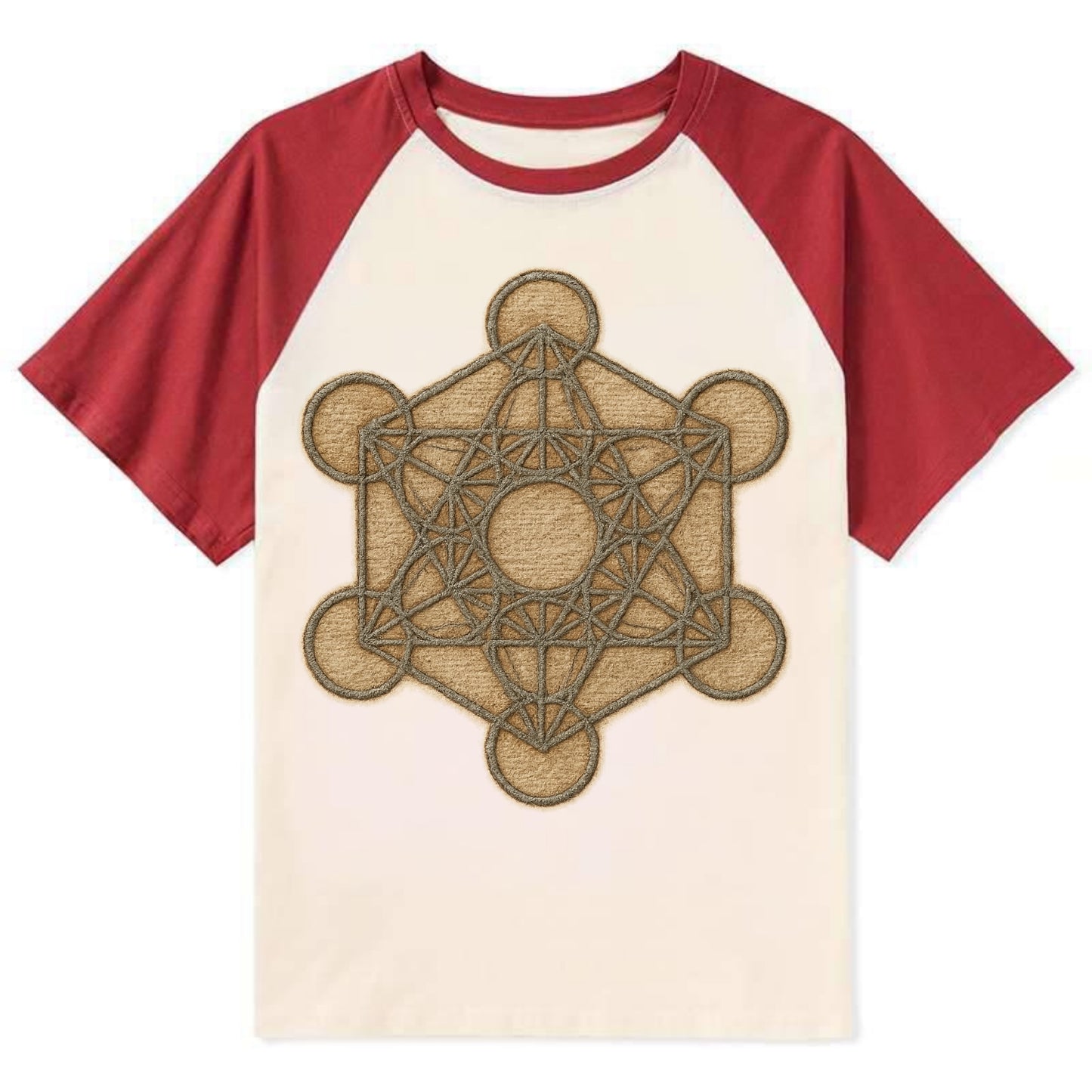 Metatron's Cube  - Contrast Raglan T-shirt - Red