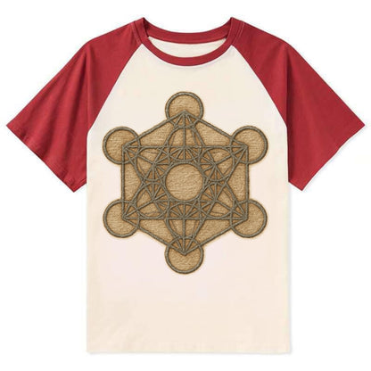 Metatron's Cube  - Contrast Raglan T-shirt - Red