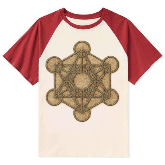 Metatron's Cube  - Contrast Raglan T-shirt - Red