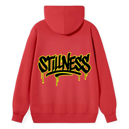 Bold typography design - "STILLNESS" - quiet power, peaceful presence - Classic Pullover Hoodie - Red