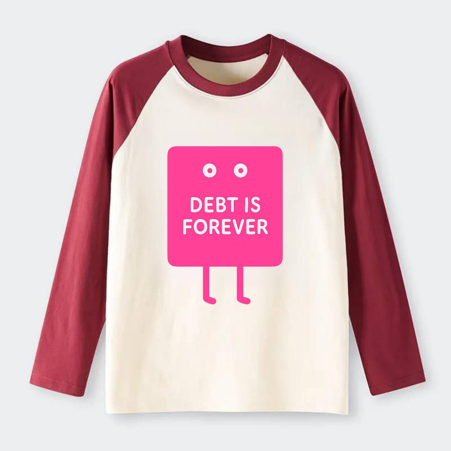 DEBT IS FOREVER | Immortal credit card - Raglan Long Sleeve T-Shirt - Red