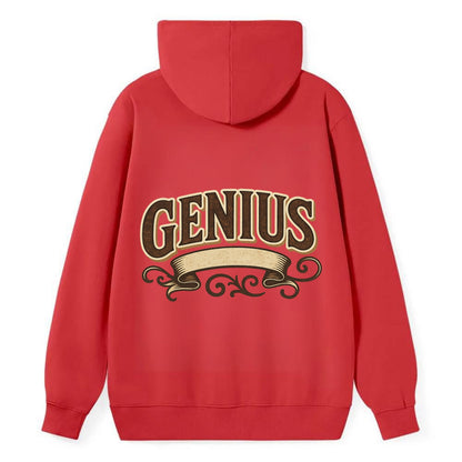 Bold typography design - "GENIUS" - exceptional intelligence, brilliance - Classic Pullover Hoodie - Red