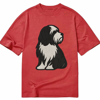 Tibetan Terrier - Black and white long c - Classic T-shirt - Red