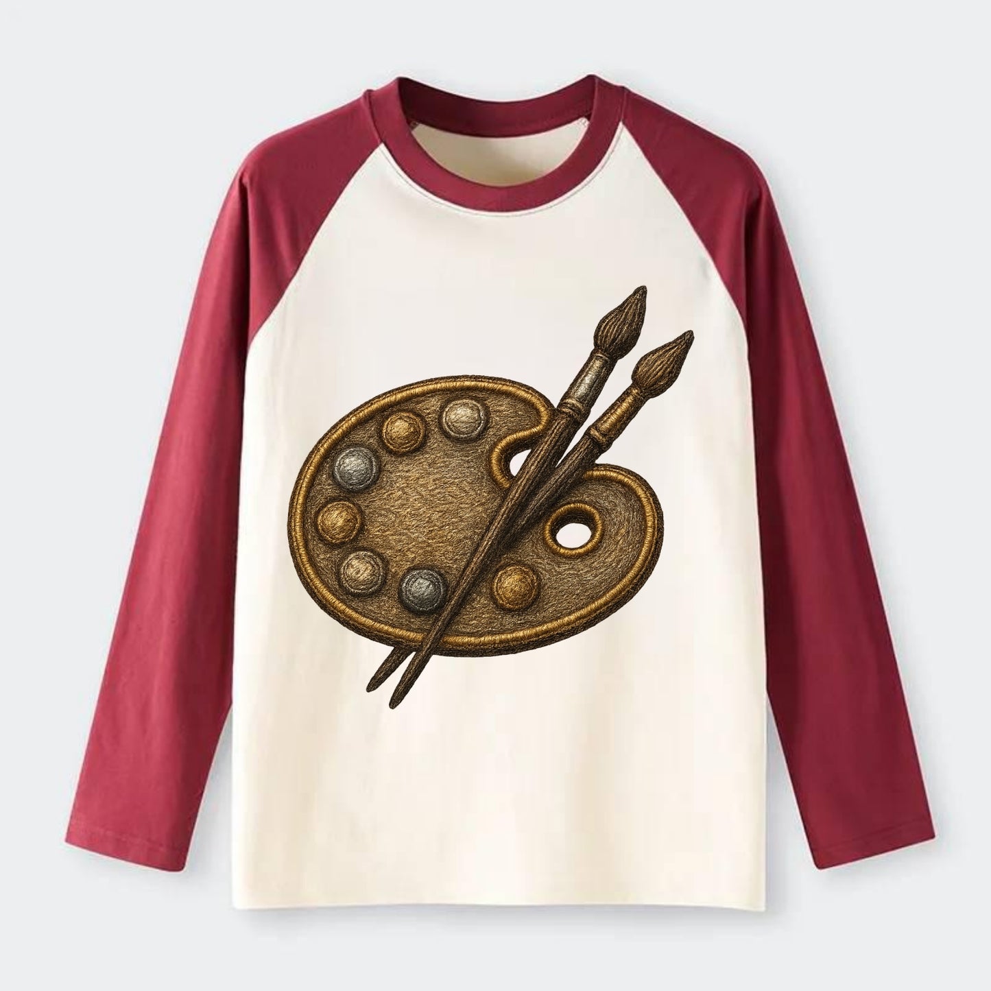 Artist palette with brushes - painter emblem - Raglan Long Sleeve T-Shirt - Red