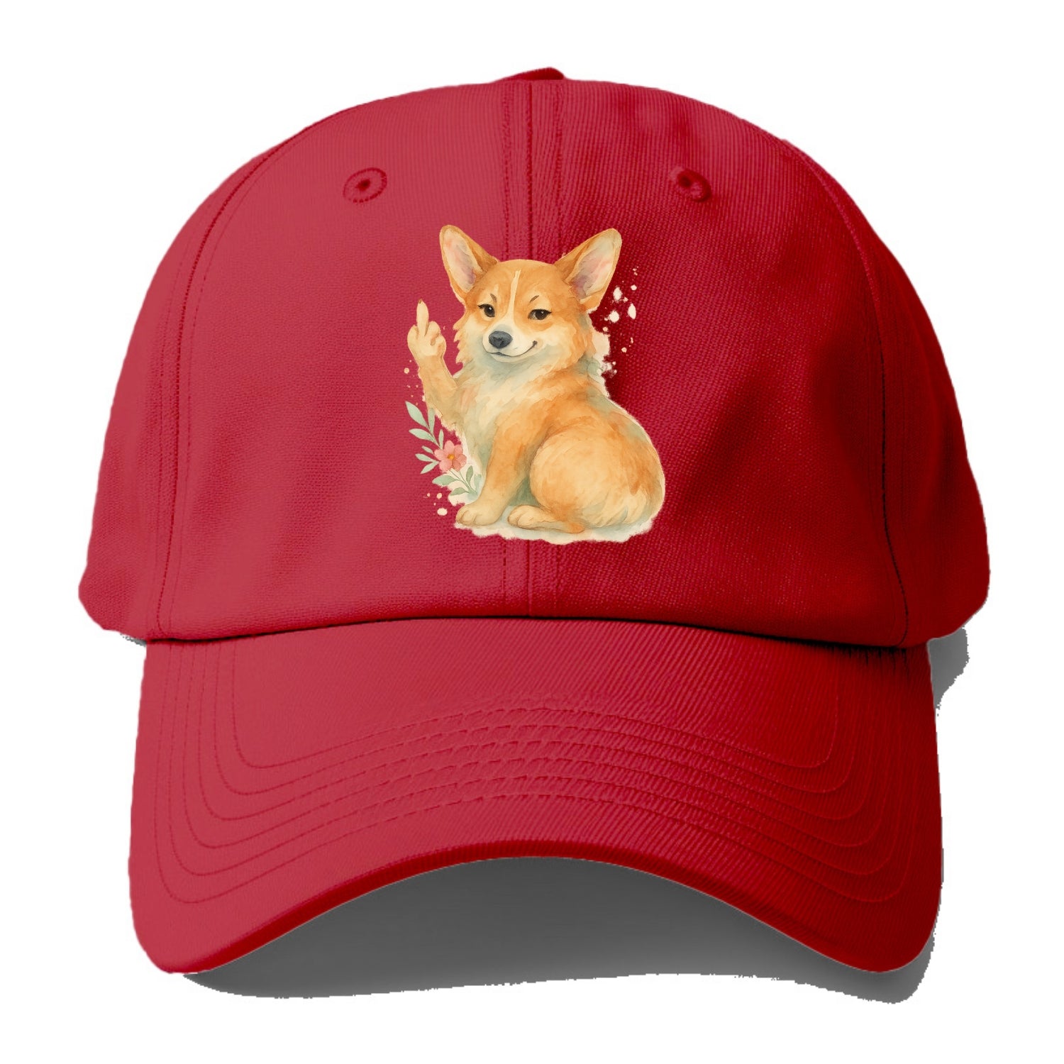 Corgi short legs and fluffy butt, one stubby paw up with sass - Baseball Cap - Red