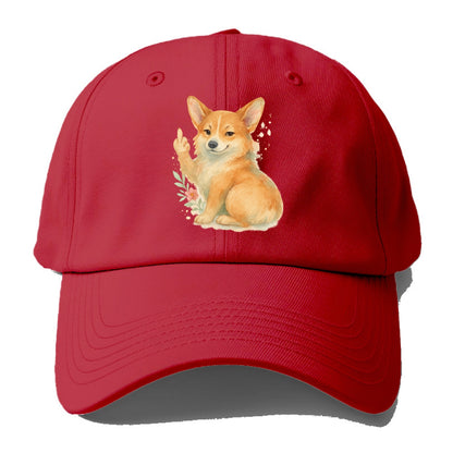 Corgi short legs and fluffy butt, one stubby paw up with sass - Baseball Cap - Red