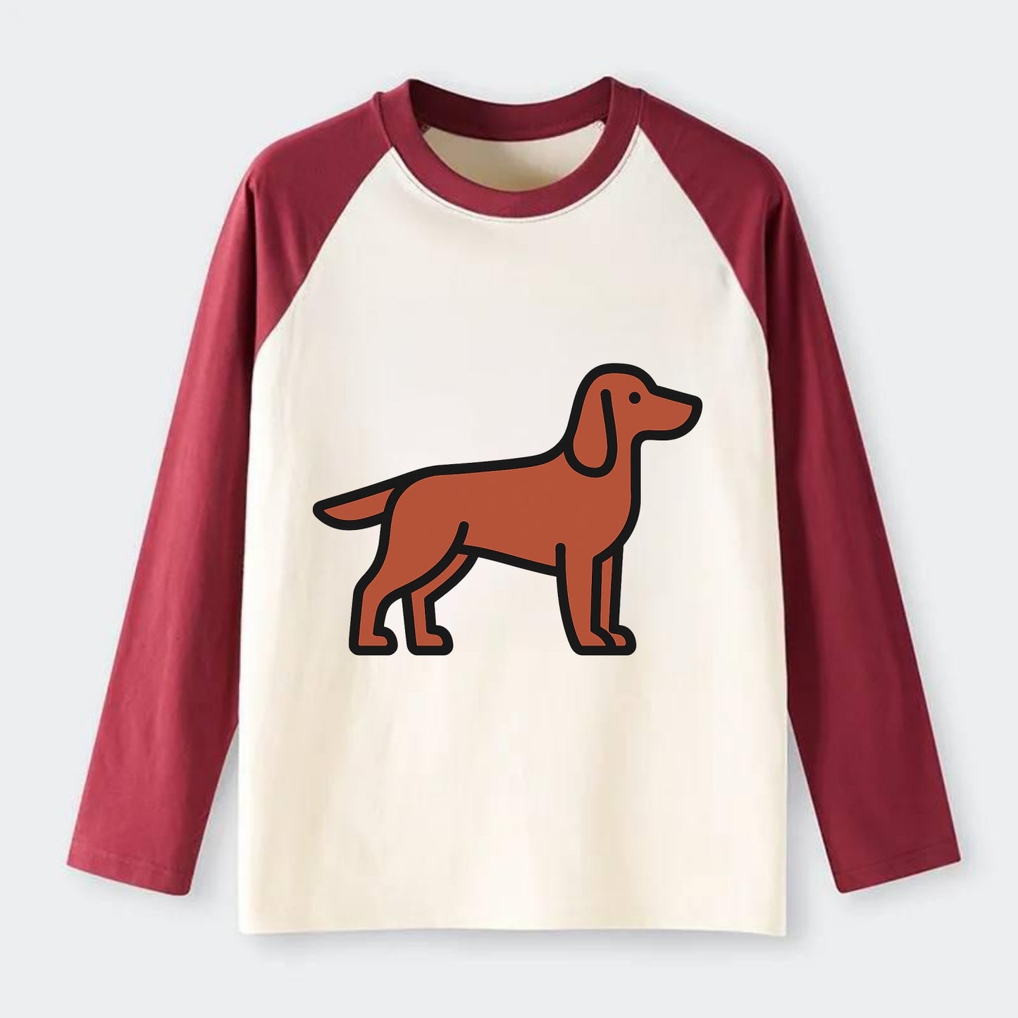 Irish Setter - Red/chestnut flat side profile - Raglan Long Sleeve T-Shirt - Red