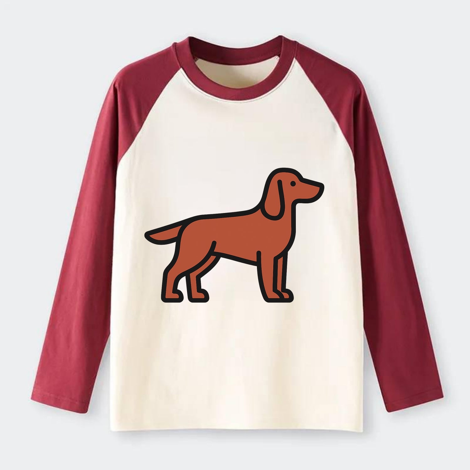 Irish Setter - Red/chestnut flat side profile - Raglan Long Sleeve T-Shirt - Red