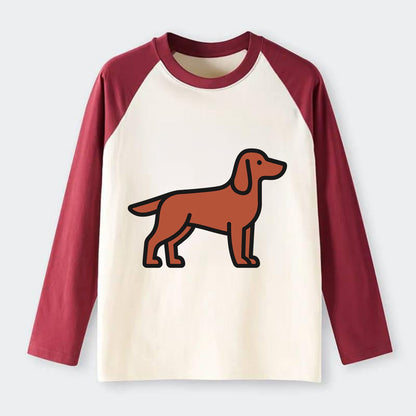 Irish Setter - Red/chestnut flat side profile - Raglan Long Sleeve T-Shirt - Red