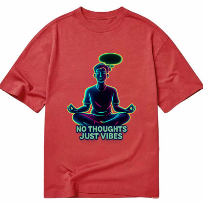 Peaceful floating figure with empty thought bubble - "no thoughts just vibes" zen - Classic T-shirt - Red
