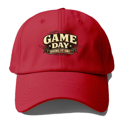 Bold typography design - "GAME DAY" - competition ready, bring it on - Baseball Cap - Red