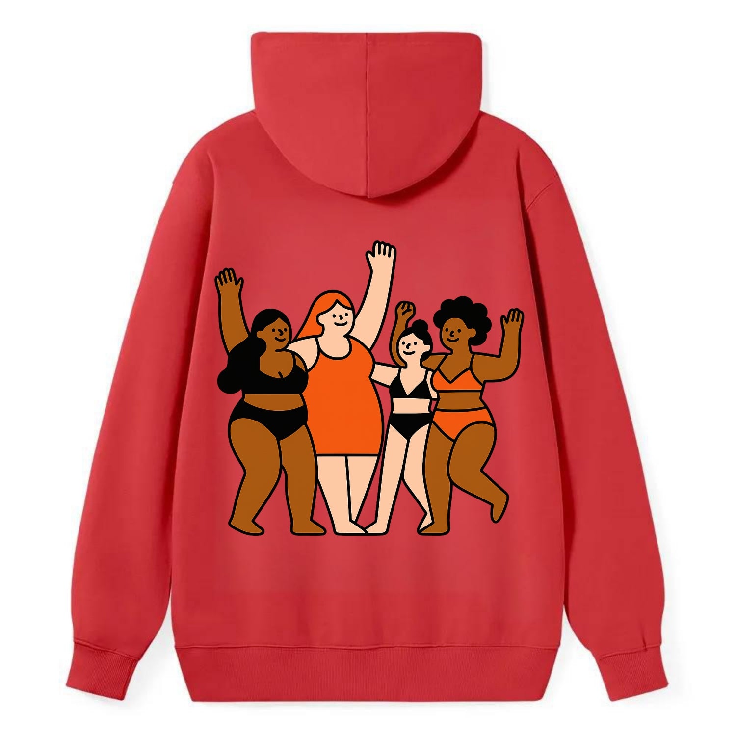 Diverse body types celebrating together - body positivity movement, all - Classic Pullover Hoodie - Red