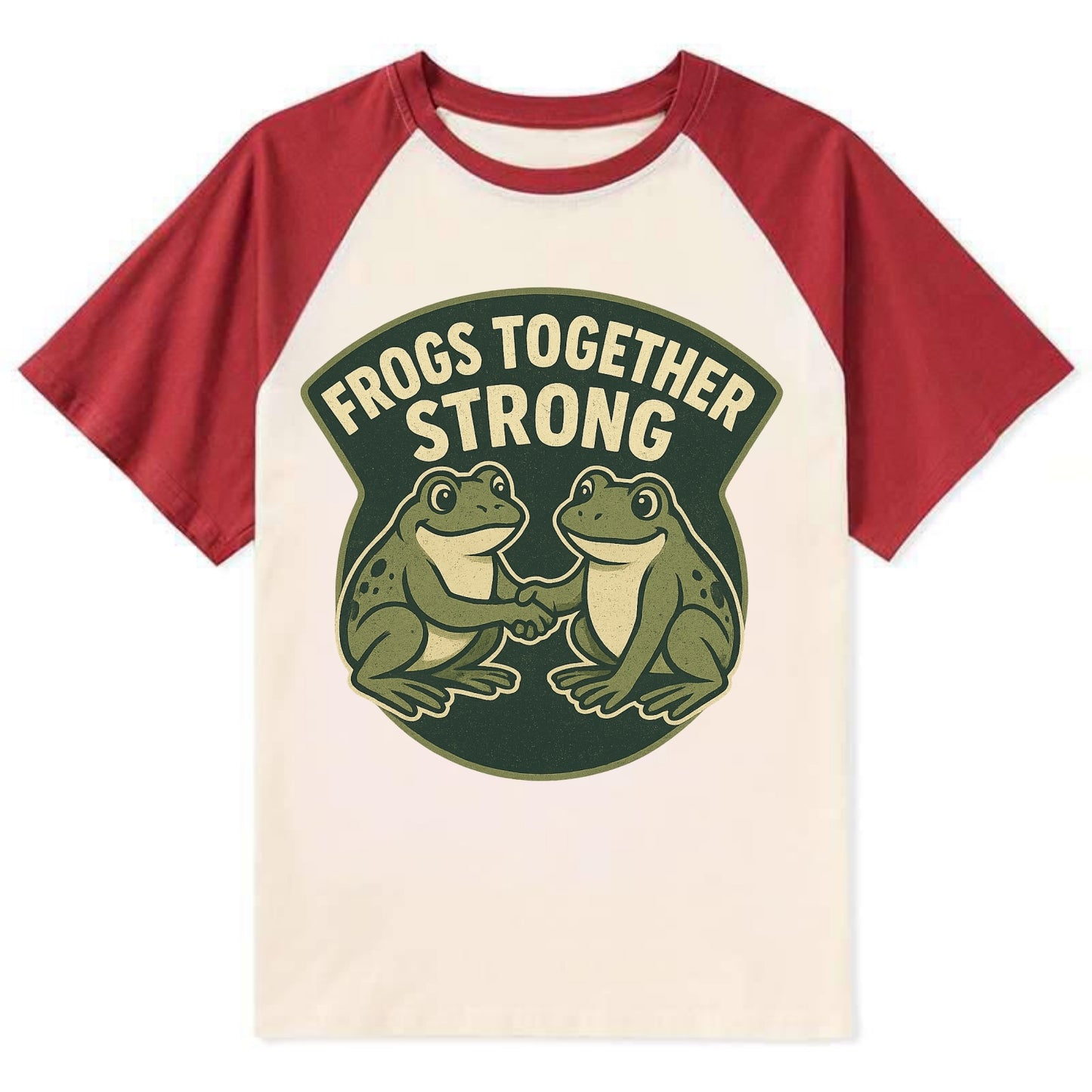 Frogs Together Strong 3 - Contrast Raglan T-shirt - Red