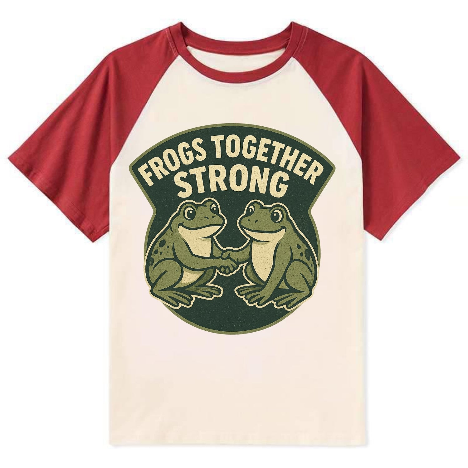 Frogs Together Strong 3 - Contrast Raglan T-shirt - Red
