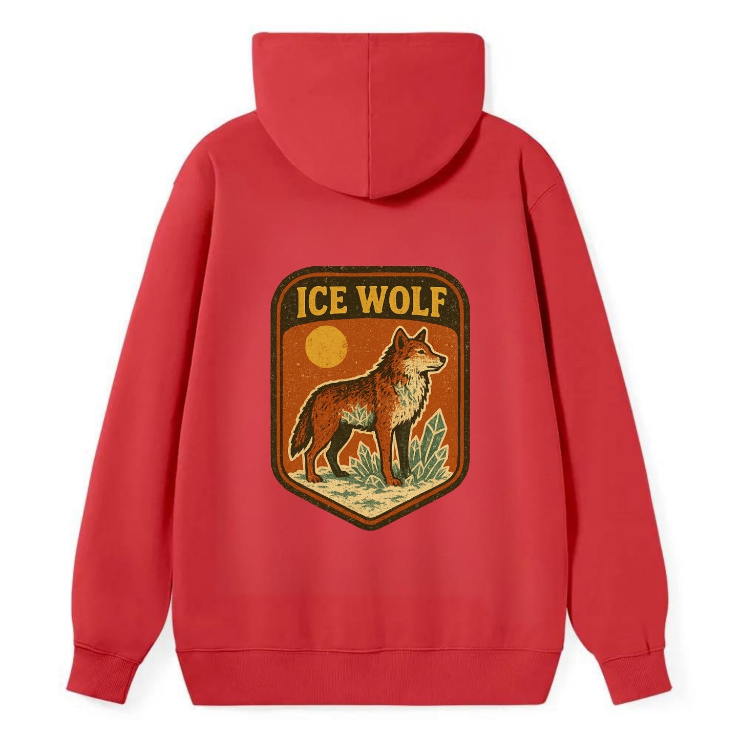 Ice Wolf Crystal  - Classic Pullover Hoodie - Red