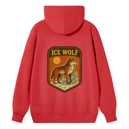 Ice Wolf Crystal  - Classic Pullover Hoodie - Red