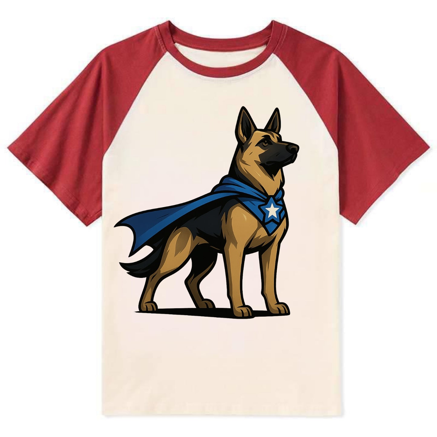 German Shepherd Patriotic Hero  - Contra Contrast Raglan T-shirt - Red