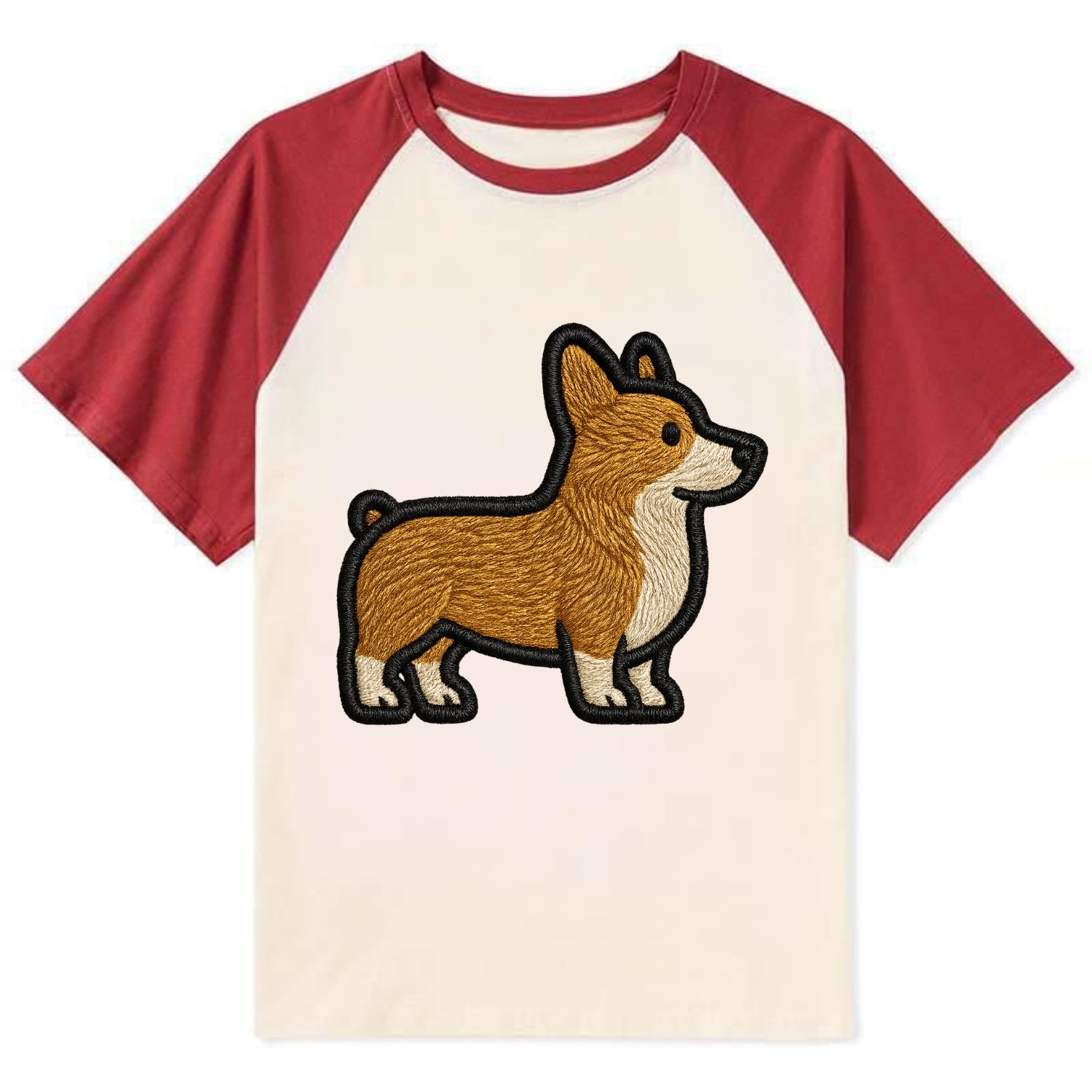 Pembroke Welsh Corgi - Trendy minimal sh - Contrast Raglan T-shirt - Red